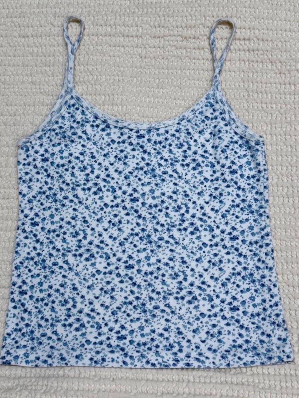 Brandy Melville Blue Floral Skyler Tank Top